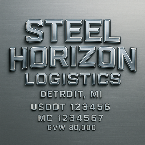 Custom Designed Trucking, Logistics, Truck Door Decal Lettering Sticker Sign Decal with USDOT, MC, GVW, CA, KYU (Set of 2)