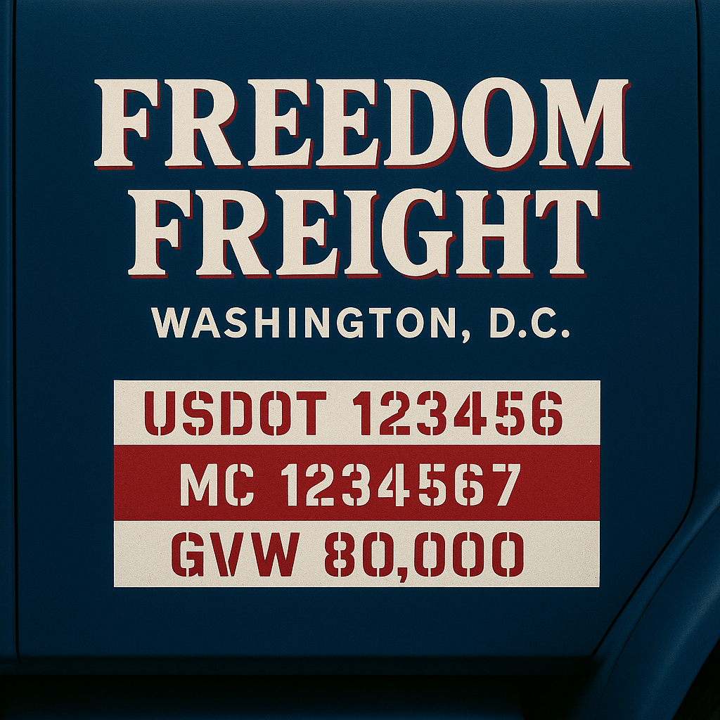 Custom Designed Trucking, Logistics, Truck Door Decal Lettering Sticker Sign Decal with USDOT, MC, GVW, CA, KYU (Set of 2)