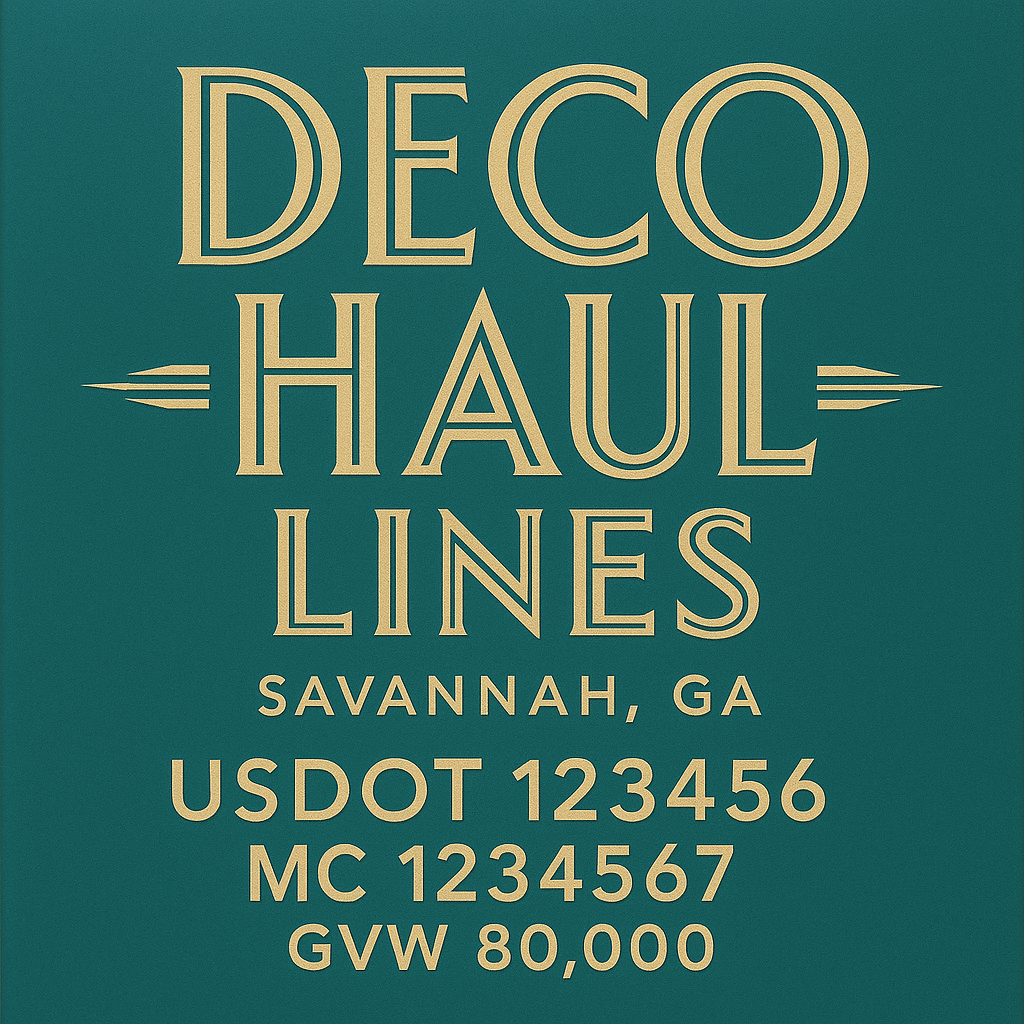 Custom Designed Trucking, Logistics, Truck Door Decal Lettering Sticker Sign Decal with USDOT, MC, GVW, CA, KYU (Set of 2)