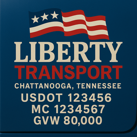 Custom Designed Trucking, Logistics, Truck Door Decal Lettering Sticker Sign Decal with USDOT, MC, GVW, CA, KYU (Set of 2)