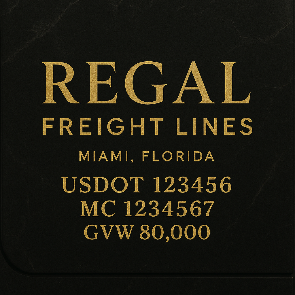 Custom Designed Trucking, Logistics, Truck Door Decal Lettering Sticker Sign Decal with USDOT, MC, GVW, CA, KYU (Set of 2)