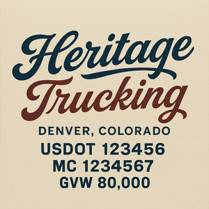 Custom Designed Trucking, Logistics, Truck Door Decal Lettering Sticker Sign Decal with USDOT, MC, GVW, CA, KYU (Set of 2)