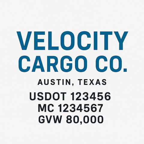 Custom Designed Trucking, Logistics, Truck Door Decal Lettering Sticker Sign Decal with USDOT, MC, GVW, CA, KYU (Set of 2)