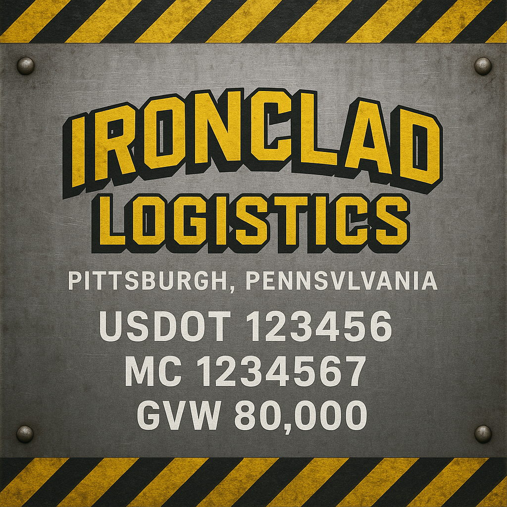 Custom Designed Trucking, Logistics, Truck Door Decal Lettering Sticker Sign Decal with USDOT, MC, GVW, CA, KYU (Set of 2)