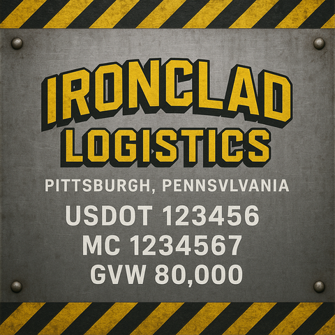 Custom Designed Trucking, Logistics, Truck Door Decal Lettering Sticker Sign Decal with USDOT, MC, GVW, CA, KYU (Set of 2)