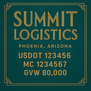 Custom Designed Trucking, Logistics, Truck Door Decal Lettering Sticker Sign Decal with USDOT, MC, GVW, CA, KYU (Set of 2)