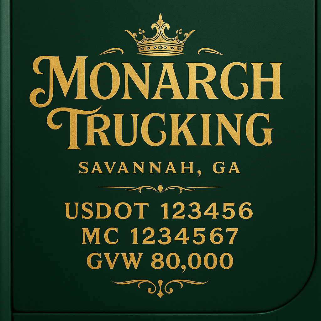 Custom Designed Trucking, Logistics, Truck Door Decal Lettering Sticker Sign Decal with USDOT, MC, GVW, CA, KYU (Set of 2)