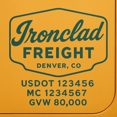 Custom Designed Trucking, Logistics, Truck Door Decal Lettering Sticker Sign Decal with USDOT, MC, GVW, CA, KYU (Set of 2)