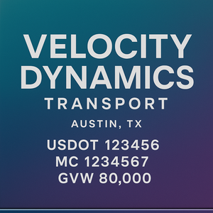 Custom Designed Trucking, Logistics, Truck Door Decal Lettering Sticker Sign Decal with USDOT, MC, GVW, CA, KYU (Set of 2)