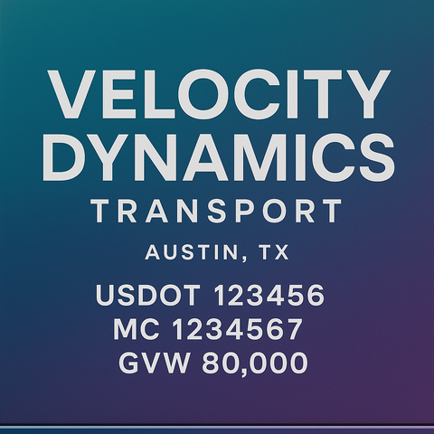 Custom Designed Trucking, Logistics, Truck Door Decal Lettering Sticker Sign Decal with USDOT, MC, GVW, CA, KYU (Set of 2)
