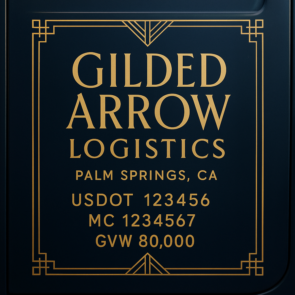Custom Designed Trucking, Logistics, Truck Door Decal Lettering Sticker Sign Decal with USDOT, MC, GVW, CA, KYU (Set of 2)