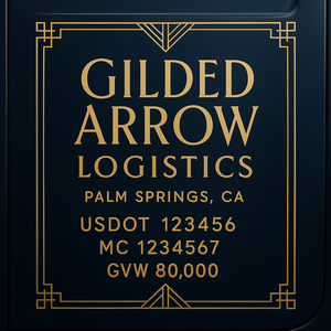 Custom Designed Trucking, Logistics, Truck Door Decal Lettering Sticker Sign Decal with USDOT, MC, GVW, CA, KYU (Set of 2)