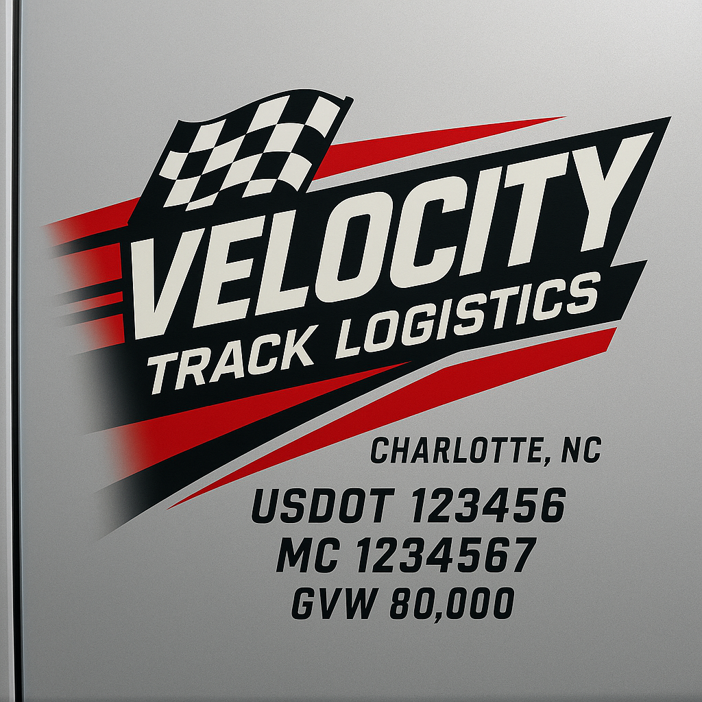 Custom Designed Trucking, Logistics, Truck Door Decal Lettering Sticker Sign Decal with USDOT, MC, GVW, CA, KYU (Set of 2)