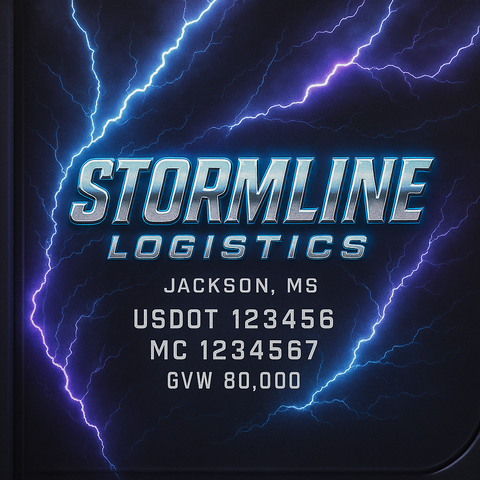Custom Designed Trucking, Logistics, Truck Door Decal Lettering Sticker Sign Decal with USDOT, MC, GVW, CA, KYU (Set of 2)