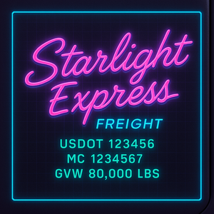 Custom Designed Trucking, Logistics, Truck Door Decal Lettering Sticker Sign Decal with USDOT, MC, GVW, CA, KYU (Set of 2)
