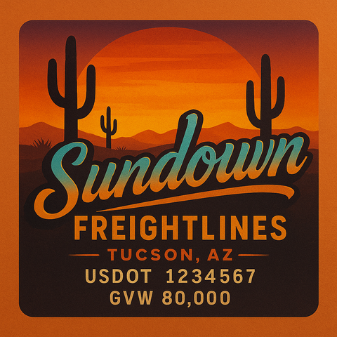Custom Designed Trucking, Logistics, Truck Door Decal Lettering Sticker Sign Decal with USDOT, MC, GVW, CA, KYU (Set of 2)