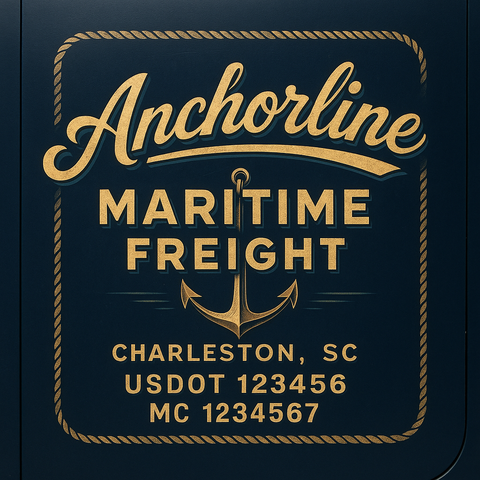 Custom Designed Trucking, Logistics, Truck Door Decal Lettering Sticker Sign Decal with USDOT, MC, GVW, CA, KYU (Set of 2)