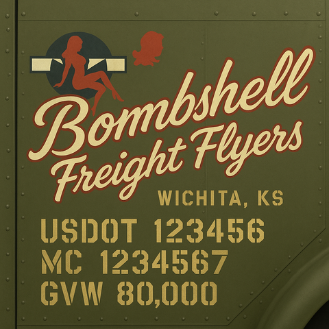Custom Designed Trucking, Logistics, Truck Door Decal Lettering Sticker Sign Decal with USDOT, MC, GVW, CA, KYU (Set of 2)