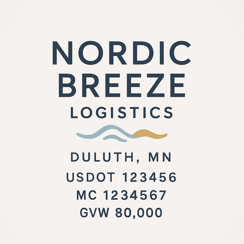 Custom Designed Trucking, Logistics, Truck Door Decal Lettering Sticker Sign Decal with USDOT, MC, GVW, CA, KYU (Set of 2)