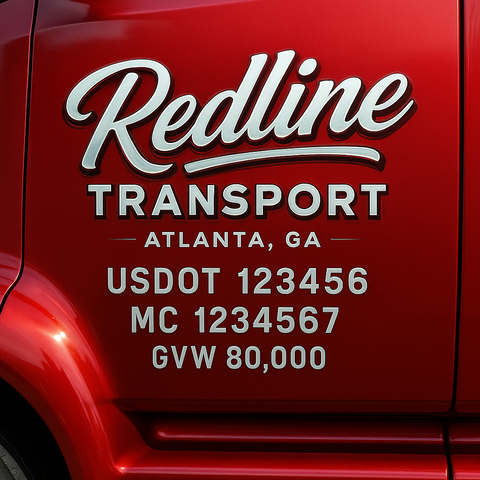 Custom Designed Trucking, Logistics, Truck Door Decal Lettering Sticker Sign Decal with USDOT, MC, GVW, CA, KYU (Set of 2)