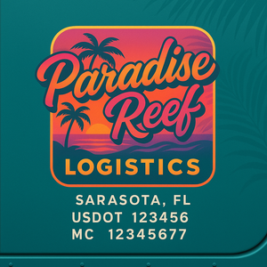 Custom Designed Trucking, Logistics, Truck Door Decal Lettering Sticker Sign Decal with USDOT, MC, GVW, CA, KYU (Set of 2)