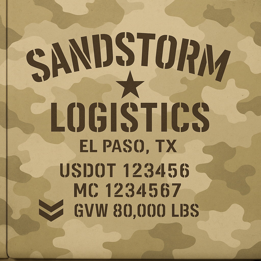 Custom Designed Trucking, Logistics, Truck Door Decal Lettering Sticker Sign Decal with USDOT, MC, GVW, CA, KYU (Set of 2)
