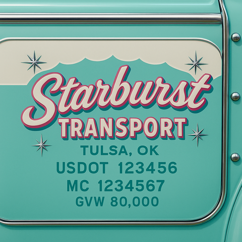 Custom Designed Trucking, Logistics, Truck Door Decal Lettering Sticker Sign Decal with USDOT, MC, GVW, CA, KYU (Set of 2)