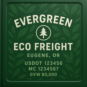 Custom Designed Trucking, Logistics, Truck Door Decal Lettering Sticker Sign Decal with USDOT, MC, GVW, CA, KYU (Set of 2)