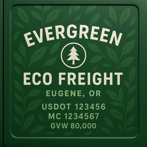 Custom Designed Trucking, Logistics, Truck Door Decal Lettering Sticker Sign Decal with USDOT, MC, GVW, CA, KYU (Set of 2)