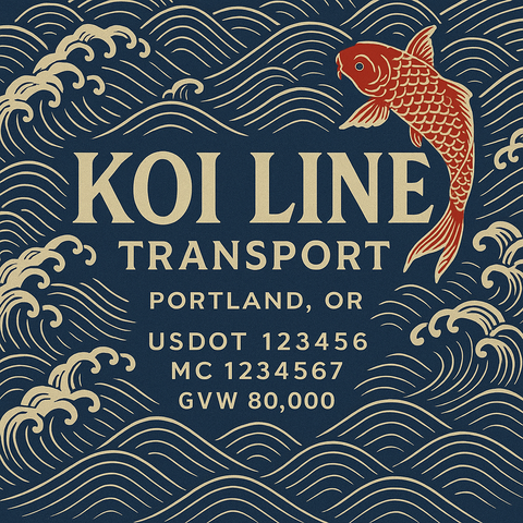 Custom Designed Trucking, Logistics, Truck Door Decal Lettering Sticker Sign Decal with USDOT, MC, GVW, CA, KYU (Set of 2)