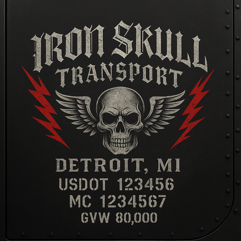Custom Designed Trucking, Logistics, Truck Door Decal Lettering Sticker Sign Decal with USDOT, MC, GVW, CA, KYU (Set of 2)