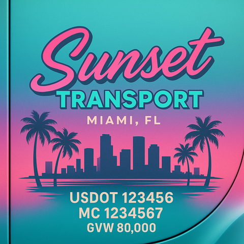 Custom Designed Trucking, Logistics, Truck Door Decal Lettering Sticker Sign Decal with USDOT, MC, GVW, CA, KYU (Set of 2)
