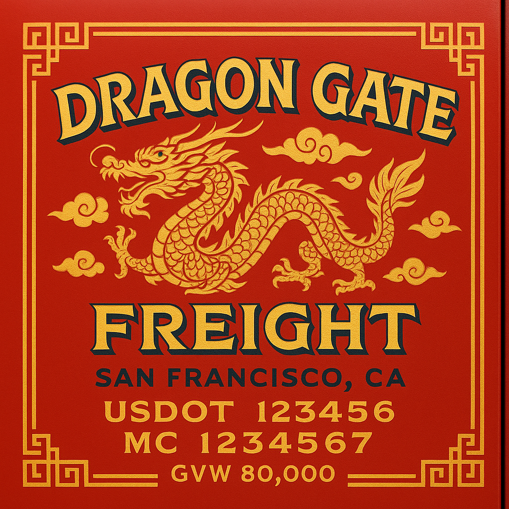 Custom Designed Trucking, Logistics, Truck Door Decal Lettering Sticker Sign Decal with USDOT, MC, GVW, CA, KYU (Set of 2)