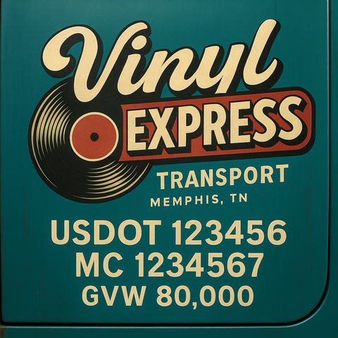 Custom Designed Trucking, Logistics, Truck Door Decal Lettering Sticker Sign Decal with USDOT, MC, GVW, CA, KYU (Set of 2)