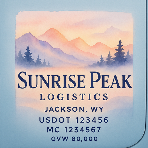 Custom Designed Trucking, Logistics, Truck Door Decal Lettering Sticker Sign Decal with USDOT, MC, GVW, CA, KYU (Set of 2)