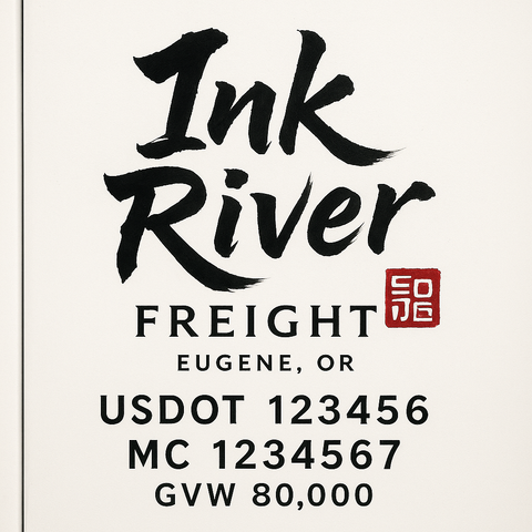 Custom Designed Trucking, Logistics, Truck Door Decal Lettering Sticker Sign Decal with USDOT, MC, GVW, CA, KYU (Set of 2)