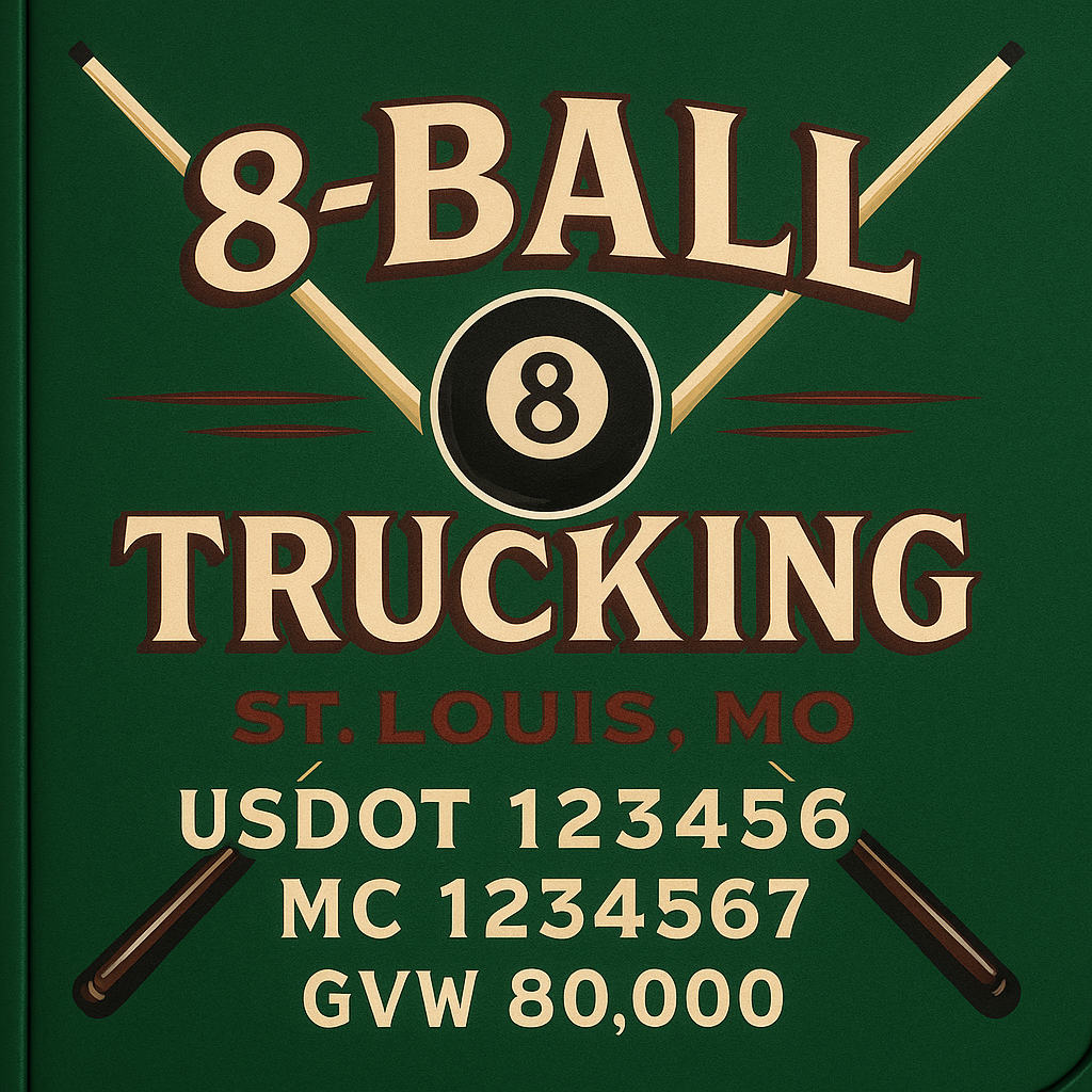 Custom Designed Trucking, Logistics, Truck Door Decal Lettering Sticker Sign Decal with USDOT, MC, GVW, CA, KYU (Set of 2)