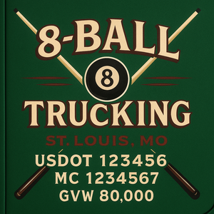 Custom Designed Trucking, Logistics, Truck Door Decal Lettering Sticker Sign Decal with USDOT, MC, GVW, CA, KYU (Set of 2)