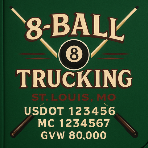 Custom Designed Trucking, Logistics, Truck Door Decal Lettering Sticker Sign Decal with USDOT, MC, GVW, CA, KYU (Set of 2)