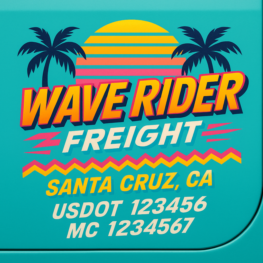 Custom Designed Trucking, Logistics, Truck Door Decal Lettering Sticker Sign Decal with USDOT, MC, GVW, CA, KYU (Set of 2)