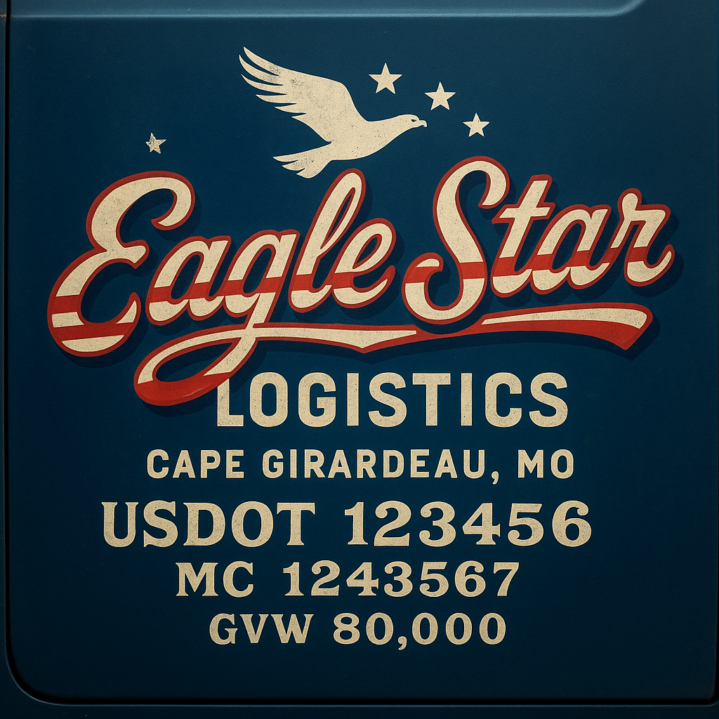 Custom Designed Trucking, Logistics, Truck Door Decal Lettering Sticker Sign Decal with USDOT, MC, GVW, CA, KYU (Set of 2)