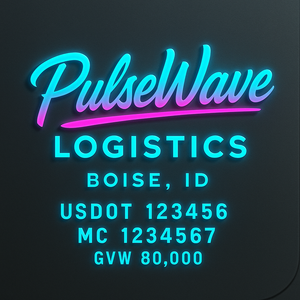 Custom Designed Trucking, Logistics, Truck Door Decal Lettering Sticker Sign Decal with USDOT, MC, GVW, CA, KYU (Set of 2)