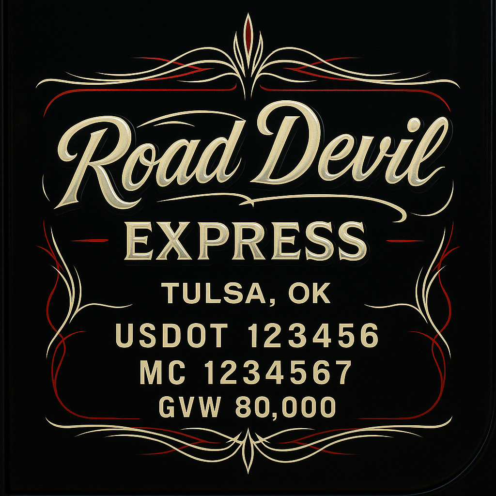 Custom Designed Trucking, Logistics, Truck Door Decal Lettering Sticker Sign Decal with USDOT, MC, GVW, CA, KYU (Set of 2)