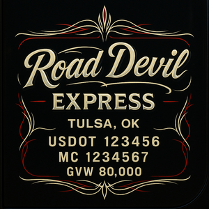 Custom Designed Trucking, Logistics, Truck Door Decal Lettering Sticker Sign Decal with USDOT, MC, GVW, CA, KYU (Set of 2)