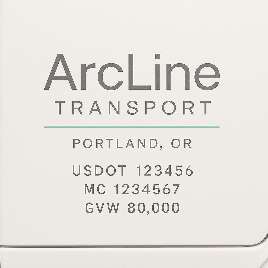 Custom Designed Trucking, Logistics, Truck Door Decal Lettering Sticker Sign Decal with USDOT, MC, GVW, CA, KYU (Set of 2)