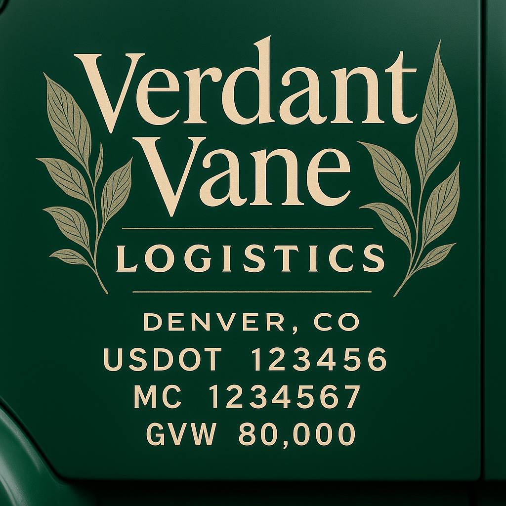 Custom Designed Trucking, Logistics, Truck Door Decal Lettering Sticker Sign Decal with USDOT, MC, GVW, CA, KYU (Set of 2)