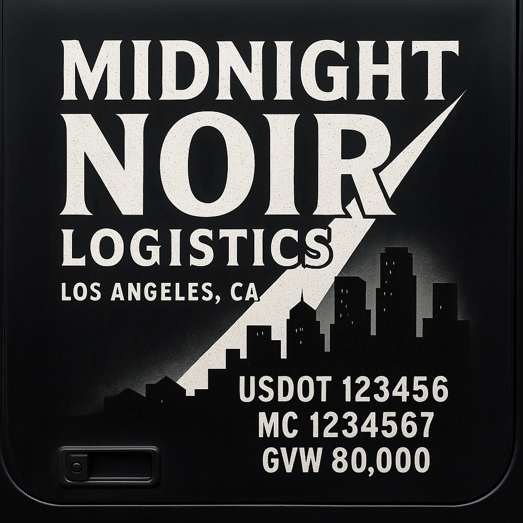 Custom Designed Trucking, Logistics, Truck Door Decal Lettering Sticker Sign Decal with USDOT, MC, GVW, CA, KYU (Set of 2)