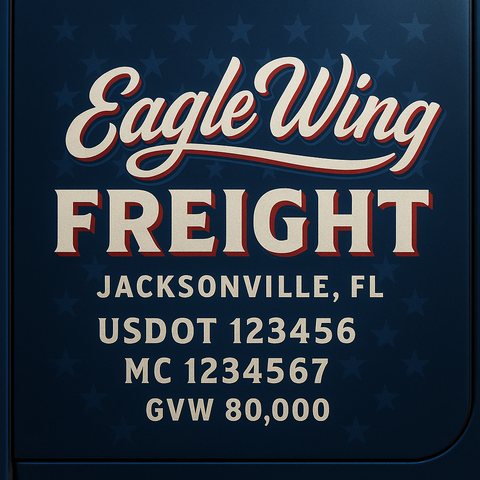 Custom Designed Trucking, Logistics, Truck Door Decal Lettering Sticker Sign Decal with USDOT, MC, GVW, CA, KYU (Set of 2)