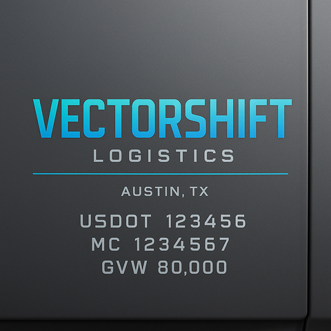 Custom Designed Trucking, Logistics, Truck Door Decal Lettering Sticker Sign Decal with USDOT, MC, GVW, CA, KYU (Set of 2)