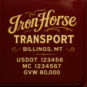 Custom Designed Trucking, Logistics, Truck Door Decal Lettering Sticker Sign Decal with USDOT, MC, GVW, CA, KYU (Set of 2)